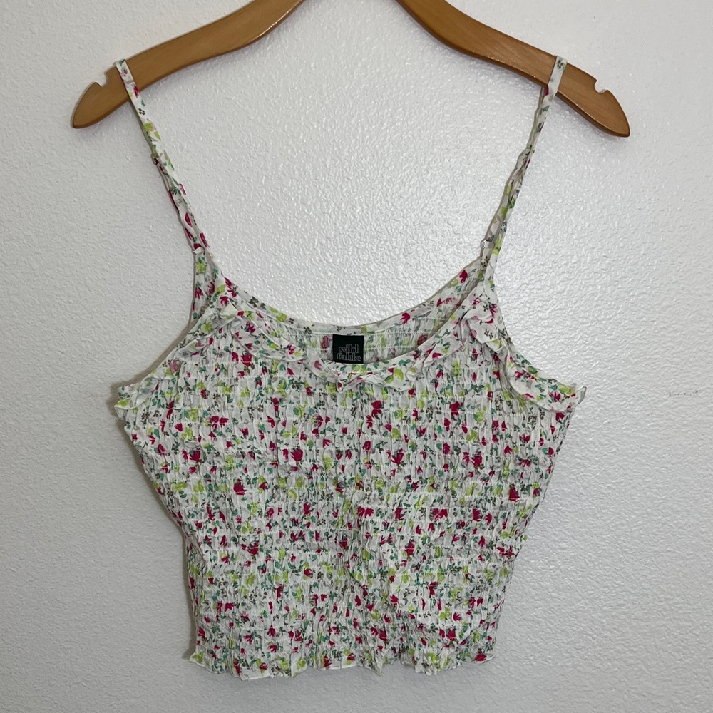 NWT Wild Fable Fresh White Floral Smocked Cami Top